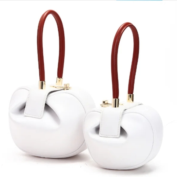 Elegant White Handbag with Tan Handle - Picture 2 of 2